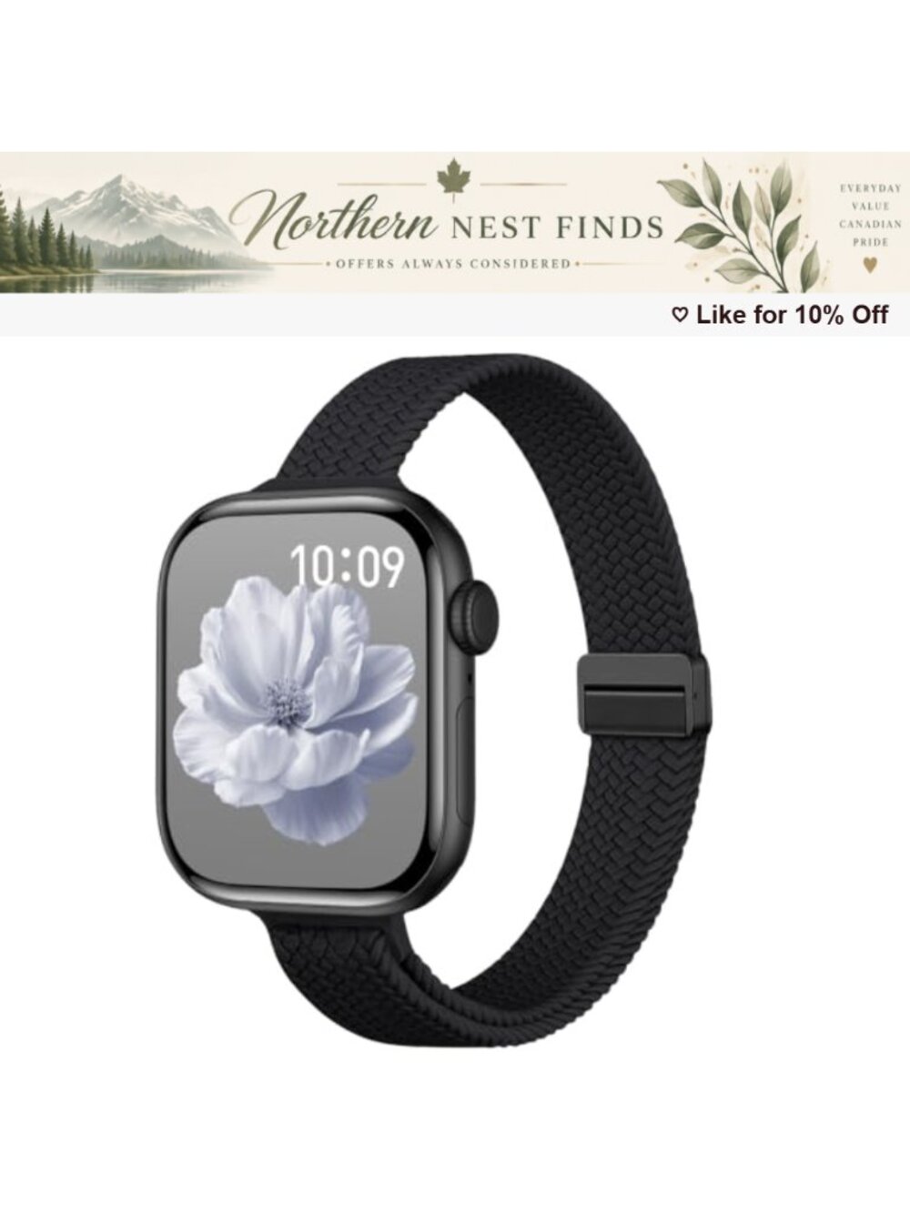 Slim Magnetic Stretchy Sport Watch Band 16mm Breathable Woven